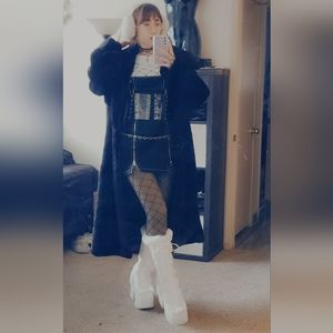 Black Oversized Lux Longline Faux Fur Coat